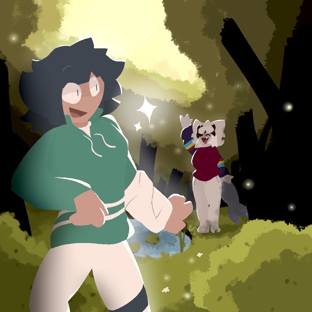 Evelyn being bullied by Rodrick and Layla, portrayed as two tall, evil shadows